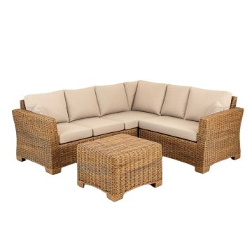 Holliston 3 Piece Rattan Sectional Seating Group With Cushions