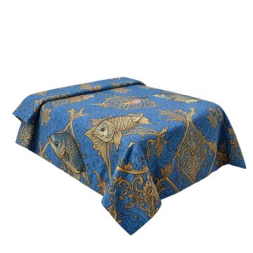 Ocean Animal Fish Figures With Ancient Ottoman Ornate Mosaic Hand Drawn Marine