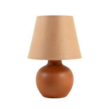 Glen Crest Table Lamp With A Plain Fabric Shade - Terracotta