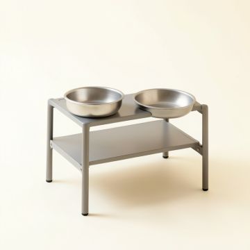 Harbor Edge Pet Feeding Stand With Two Plain Empty Bowls - Gray (synthetic illustration; no displayed measurements)