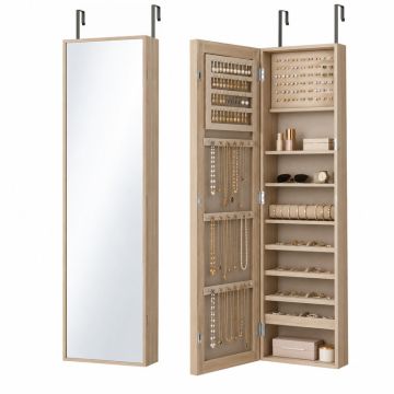 Maura Storage Organizer Over The Door/Wall Mounted Jewelry Armoire With Mirror