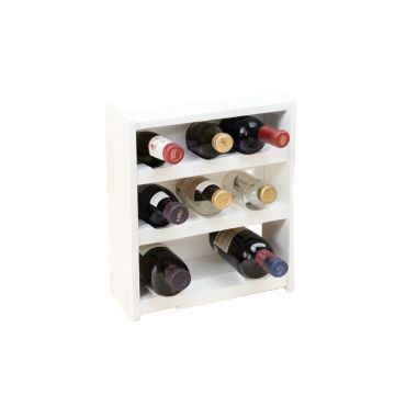 7 Bottle Wall Mounted Wine Bottle & Glass Rack In White