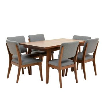 Iromel Mid-Century 5 Piece Wooden Dining Set With 4 Padded Dining Chairs