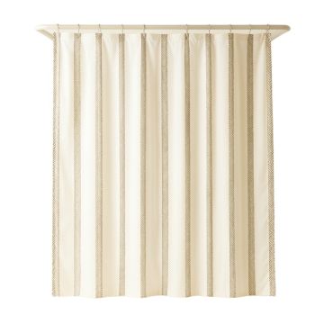Heath Dell Shower Curtain Hanging Flat From A Plain Rod - Ivory