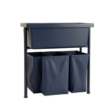 Bay Branch Laundry Sorting Station With Plain Removable Bags - Navy