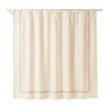 Summit Crest Shower Curtain Hanging Flat From A Plain Rod - Cream