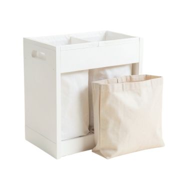 Spruce Bend Laundry Sorting Station With Plain Removable Bags - White