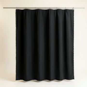 Reed Dale Shower Curtain Hanging Flat From A Plain Rod - Black (synthetic illustration; no displayed measurements)