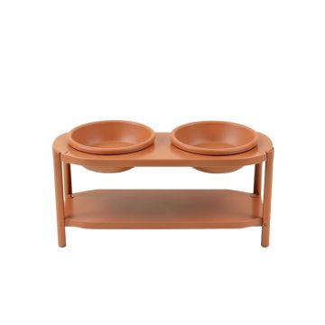 Dune Bluff Pet Feeding Stand With Two Plain Empty Bowls - Terracotta