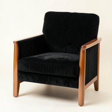 Oak Dell Upholstered Armchair - Black (synthetic illustration; no displayed measurements)