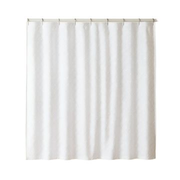 Willow Arc Shower Curtain Hanging Flat From A Plain Rod - White