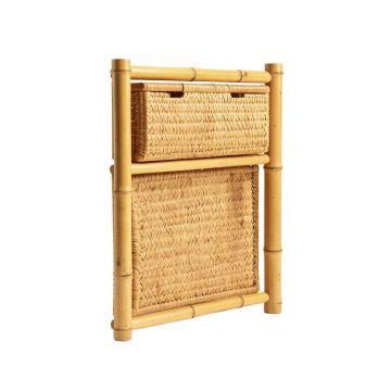 Bamboo Wall Storage Organizer With Wall Basket