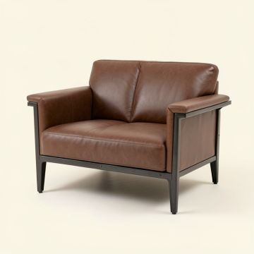 Faizan 63 '' Faux Leather Recessed Arm Loveseat (synthetic illustration; no displayed measurements)