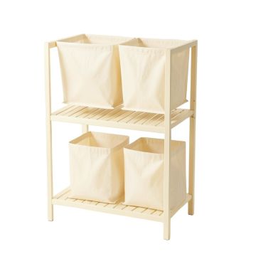 Willow Bend Laundry Sorting Station With Plain Removable Bags - Cream