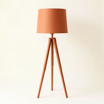 Moss Crest Floor Lamp With A Plain Fabric Shade - Terracotta (synthetic illustration; no displayed measurements)