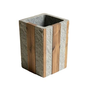 Stonington Concrete Stone/Wooden Wastebasket