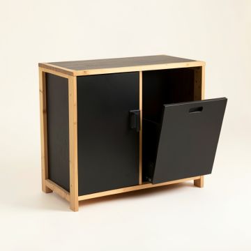 Oak Bend Freestanding Pull-Out Hamper Cabinet - Black (synthetic illustration; no displayed measurements)