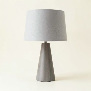 Linden Arc Table Lamp With A Plain Fabric Shade - Gray (synthetic illustration; no displayed measurements)
