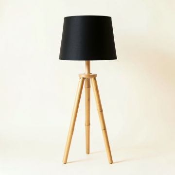 Elm Bridge Floor Lamp With A Plain Fabric Shade - Black (synthetic illustration; no displayed measurements)