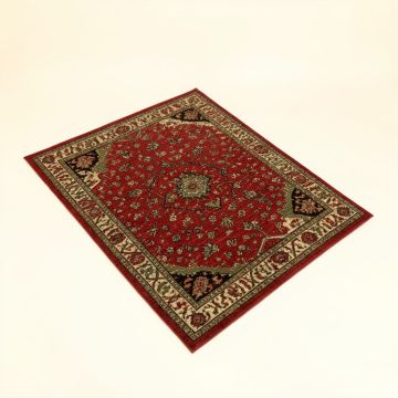 Padelsky Oriental Machine Made Power Loom Wool/Polyester Red/Green/Brown Area Rug (synthetic illustration; no displayed measurements)