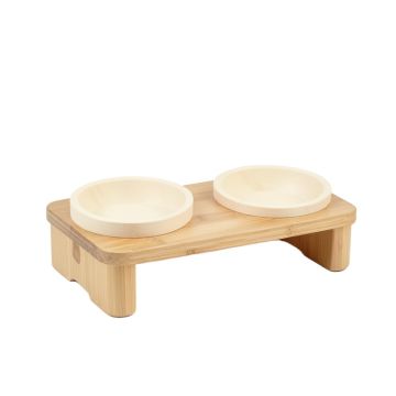 Dune Crest Pet Feeding Stand With Two Plain Empty Bowls - Ivory