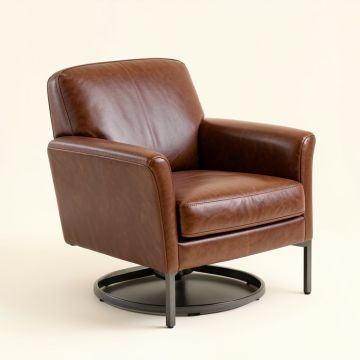 Nelly 24.8 '' Wide Genuine Leather Swivel Armchair (synthetic illustration; no displayed measurements)