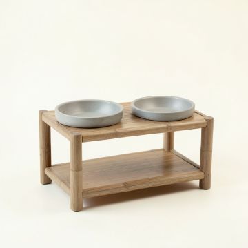 Laurel Branch Pet Feeding Stand With Two Plain Empty Bowls - Gray (synthetic illustration; no displayed measurements)