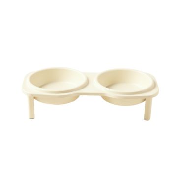 Maple Crossing Pet Feeding Stand With Two Plain Empty Bowls - Ivory (synthetic illustration; no displayed measurements)