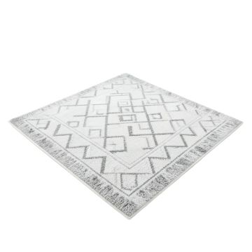 Odalis Geometric Shag White/Gray Area Rug