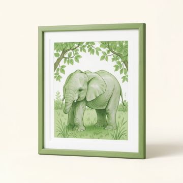 Nursery Elephant Framed Painting Print (synthetic illustration; no displayed measurements)