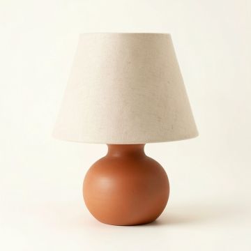 Ash Brook Table Lamp With A Plain Fabric Shade - Terracotta (synthetic illustration; no displayed measurements)