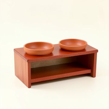 Holly Bluff Pet Feeding Stand With Two Plain Empty Bowls - Terracotta (synthetic illustration; no displayed measurements)