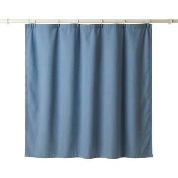 Elm Crest Shower Curtain Hanging Flat From A Plain Rod - Blue