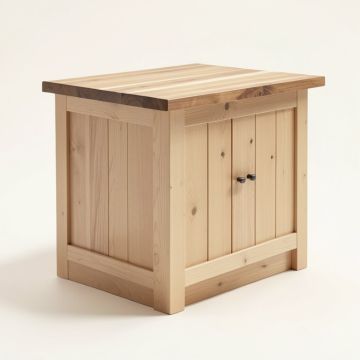Crugers Shutter Door Kitchen Island With Butcher Block Top (synthetic illustration; no displayed measurements)