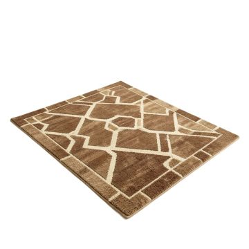 Merlyn Geometric Tufted Wool Brown/Tan Area Rug