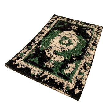 Volfango Abstract Handwoven Wool Black/Green/Beige Area Rug