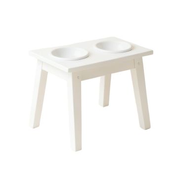 Willow Dell Pet Feeding Stand With Two Plain Empty Bowls - White