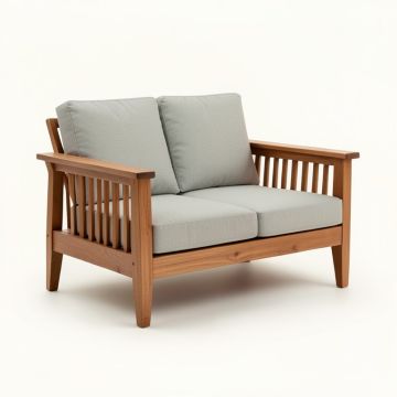 Montford 52.75 '' Wide Outdoor Teak Loveseat With Cushions (synthetic illustration; no displayed measurements)