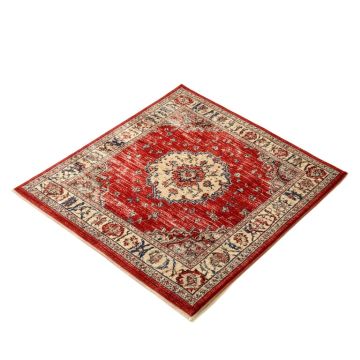 Cannava Oriental Machine Made Power Loom Wool/Polyester Red/Beige/Blue Area Rug