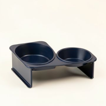 Juniper Canyon Pet Feeding Stand With Two Plain Empty Bowls - Navy (synthetic illustration; no displayed measurements)