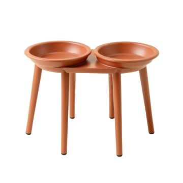 Birch Crest Pet Feeding Stand With Two Plain Empty Bowls - Terracotta