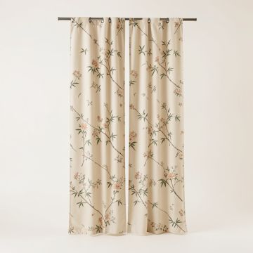 Abba Chinese Calligraphy Bamboo Floral Sheer Single Curtain Panel X 78 '' H (synthetic illustration; no displayed measurements)