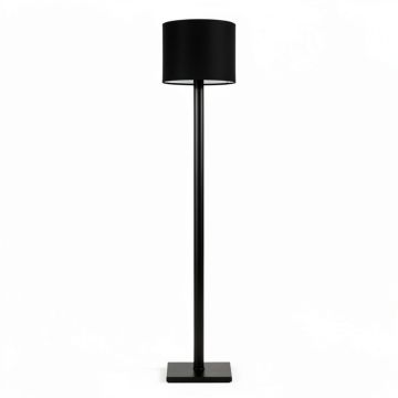 Alder Crest Floor Lamp With A Plain Fabric Shade - Black (synthetic illustration; no displayed measurements)