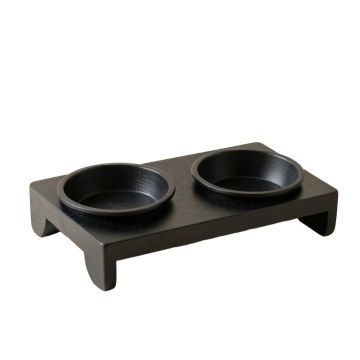 Sage Bluff Pet Feeding Stand With Two Plain Empty Bowls - Black