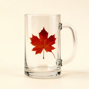 Canadian Maple Leaf 16 Oz . Glass Beer Mug (synthetic illustration; no displayed measurements)