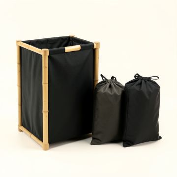 Bay Bend Laundry Sorting Station With Plain Removable Bags - Black (synthetic illustration; no displayed measurements)