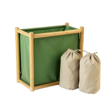 Maple Bend Laundry Sorting Station With Plain Removable Bags - Green