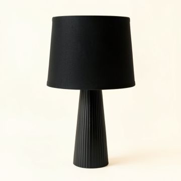 Flint Bridge Table Lamp With A Plain Fabric Shade - Black (synthetic illustration; no displayed measurements)