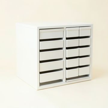 Clay Dell Small-Parts Storage Drawer Cabinet - White (synthetic illustration; no displayed measurements)