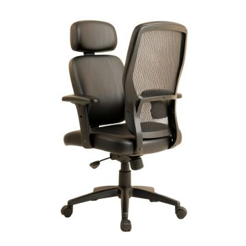 Mid-Back Black Leathersoft And Mesh Swivel Task Office Chair